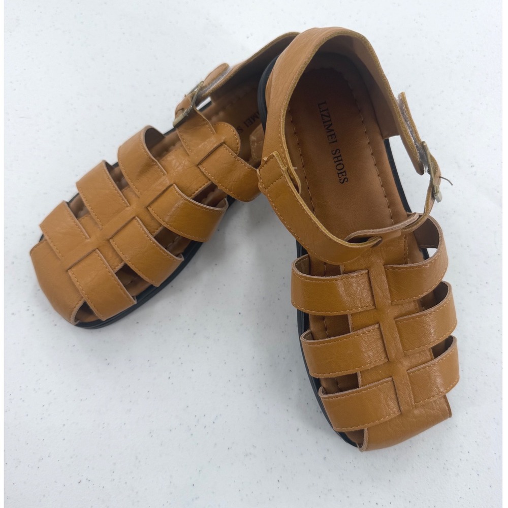Lizimei Tan Faux Leather Fisherman Sandals  Women's Size 5.5 (CN 225) NEW-no tag - Picture 2 of 11